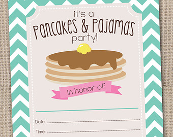 Fill In Pancakes   Pajamas Party In Vitations Printable Kids Birthday