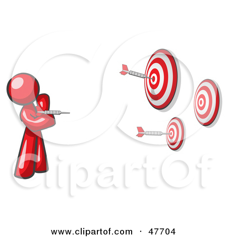 Free  Rf  Clipart Illustration Of A Red Design Mascot Man Throwing