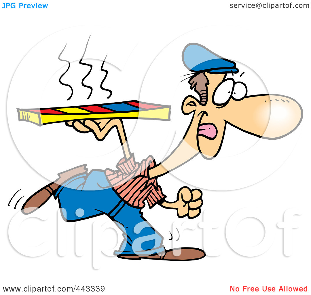 Illustration Of A Cartoon Pizza Delivery Man Running By Ron Leishman