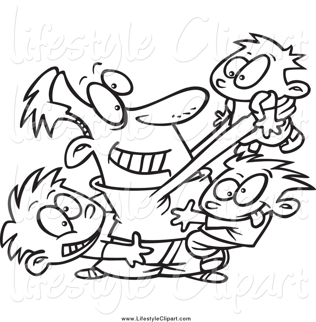 Larger Preview  Lifestyle Clipart Of A Black And White Happy Dad Horse