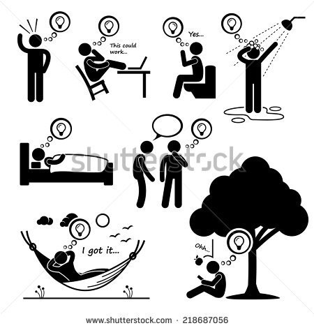 Man Thought Of New Idea Stick Figure Pictogram Icons   Stock Vector