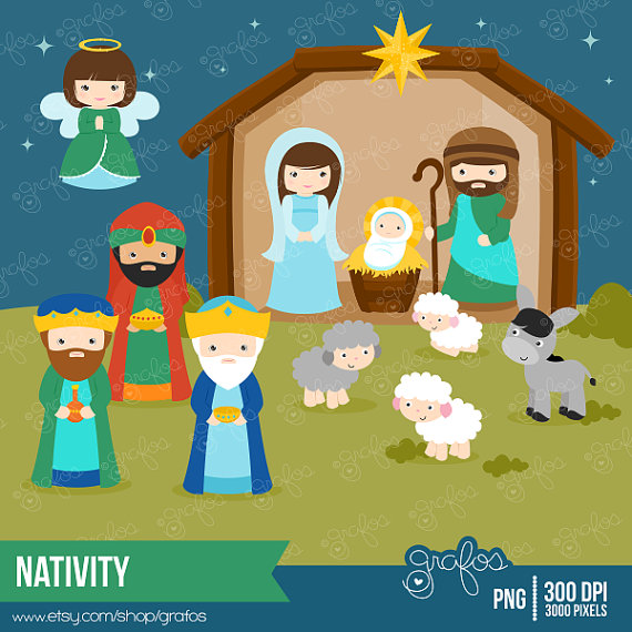Nativity Digital Clipart Christmas Clipart Birth Of Jesus Clipart