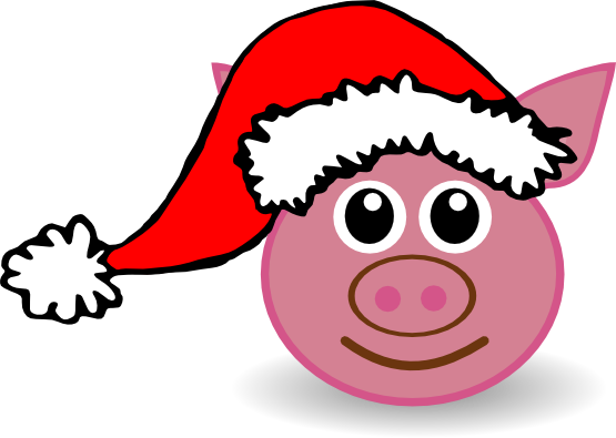Palomaironique Pig Face Cartoon Pink With Santa Hat Scalable Vector