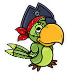 Pirate Parrot Coast With Young Cartoon Pirate 2 Vector Illustration
