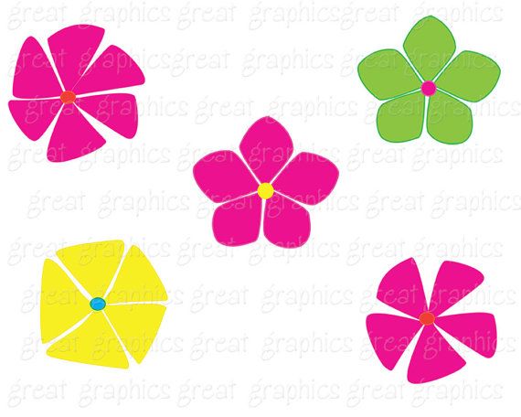 Retro Clipart Flower Digital Clip Art Prin Clipart