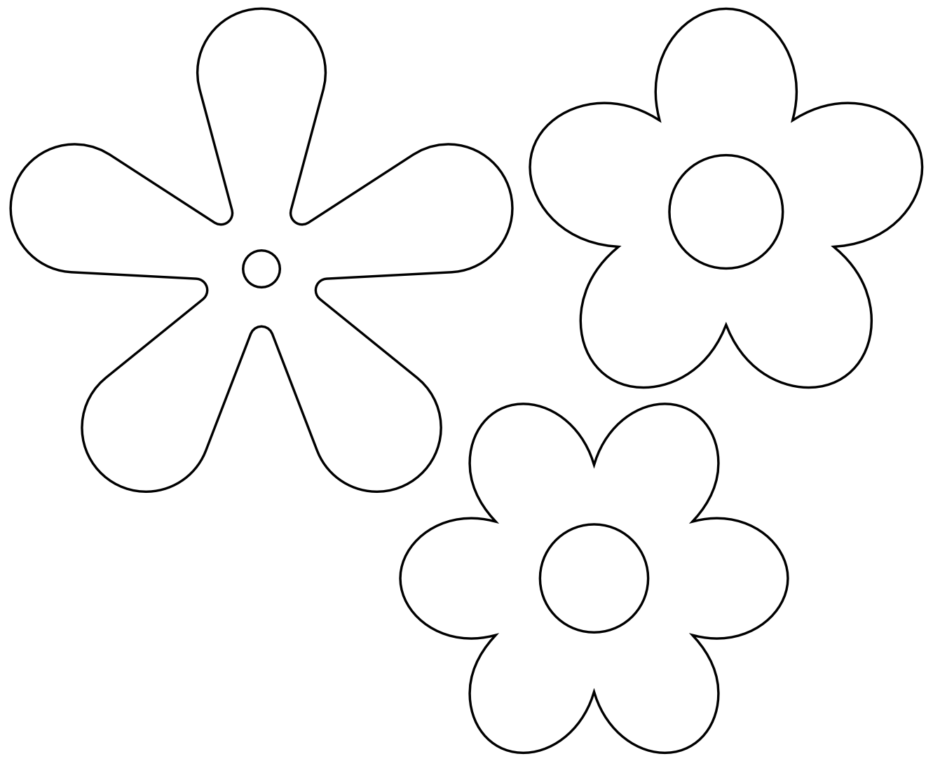 Retro Flower Icon 5petals Art Black White Line Art Christmas Xmas