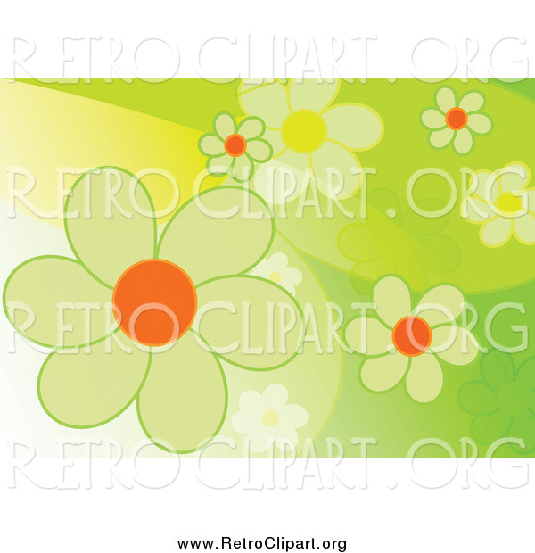 Retro Green Flower Spring Background Retro Clip Art Andresr