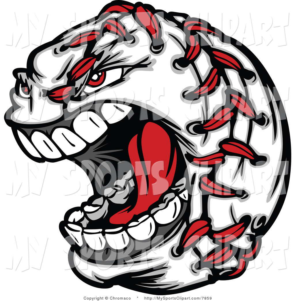 Sports Clip Art Of A Angry Baseball With Red Stitches By Chromaco