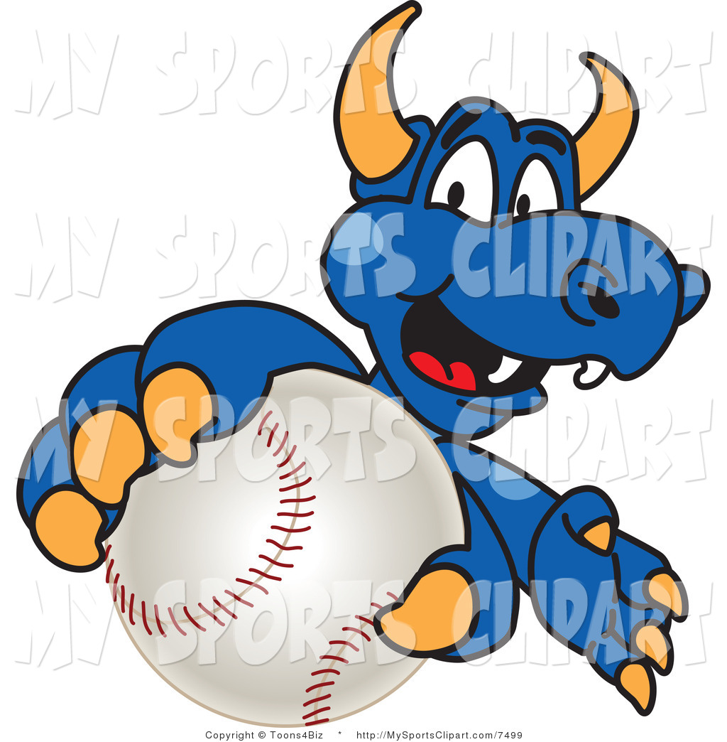 Sports Clip Art Of A Dragon Mascot Holding A Baseball