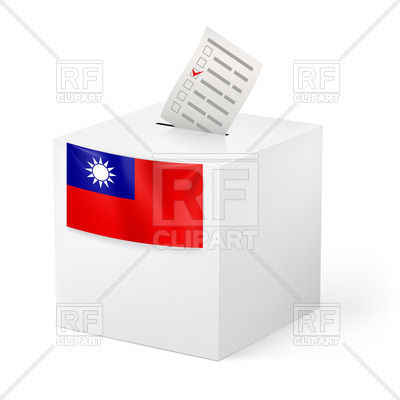 Taiwan Flag On Ballot Box With Voting Paper Objects Download Royalty    
