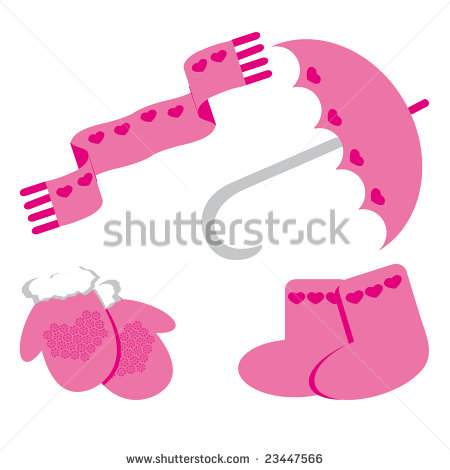 Valentine Day  Umbrella  Mittens Scarf Socks   Vector Illustration