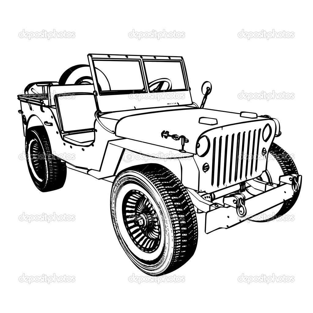 Vintage Wwii American Jeep   Stock Vector   Kotkoa  13708080