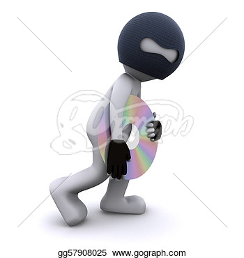 3d Character Stealing Cd  Computer Piracy Concept  Isolated  Clipart