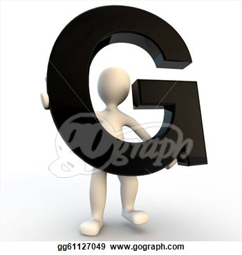 3d Human Character Holding Black Letter G Small People  Clipart