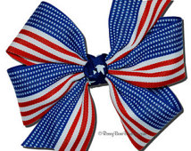 And Stripes Roseybow  Hair Bow   American Flag Pinwheel Hair Bow
