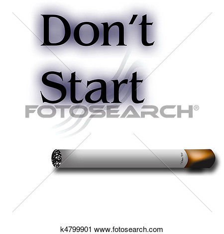 Anti Smoking Poster Burning Cigarette On White Illustration