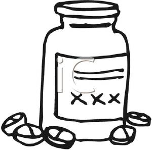 Black And White Medicine Bottle   Royalty Free Clipart Picture