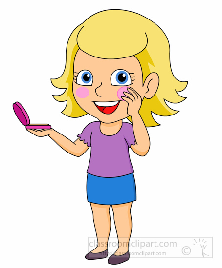 Blonde Girl Putting On Makeup Clipart 5122   Classroom Clipart