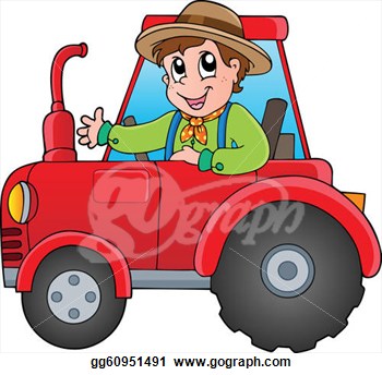 Cartoon Farmer On Tractor   Vector Illustration   Clipart Gg60951491