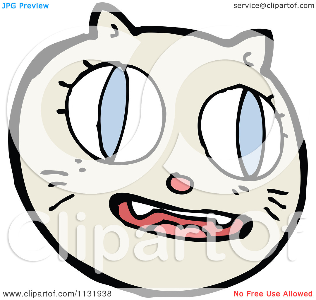 Cartoon Of A Kitty Cat Face 2   Royalty Free Vector Clipart By    