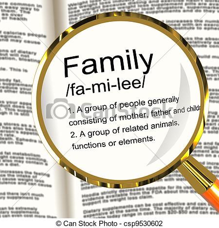 Clip Art Of Family Definition Magnifier Showing Mom Dad And Kids Unity