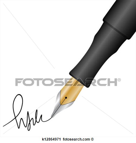 Clipart Of Pen And Signature K12864971   Search Clip Art Illustration