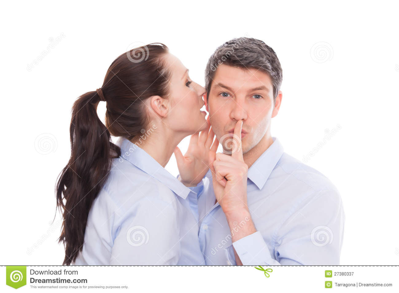 Couple Whispering Telling Secrets Smiling 