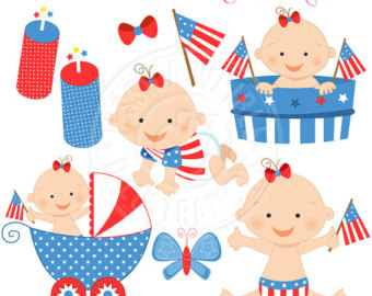 Cute Digital Clipart   Commercial Use Ok   Fourth Of July Baby Clipart