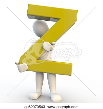 Drawing   3d Human Character Holding Yellow Letter Z 3d Render