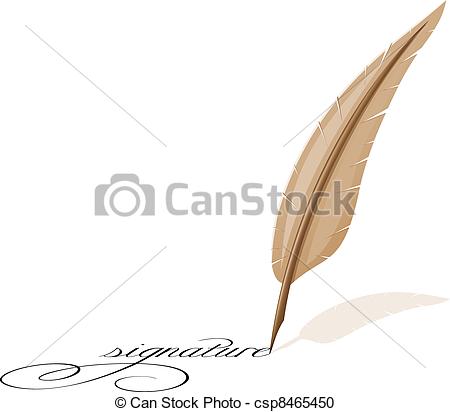 Feather And Signature Vector Illustration Csp8465450   Search Clipart