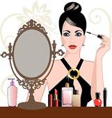 Glamour Woman Applying Makeup   Clipart Graphic