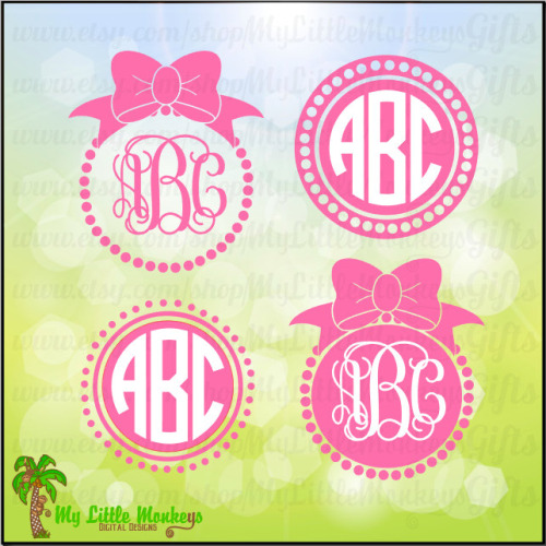 Large Bow And Circle Dots Frame Designs Digital Clipart Instant