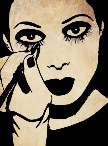 Mime Woman Putting On Makeup Clip Art Stamp Png File Digital Graphics    