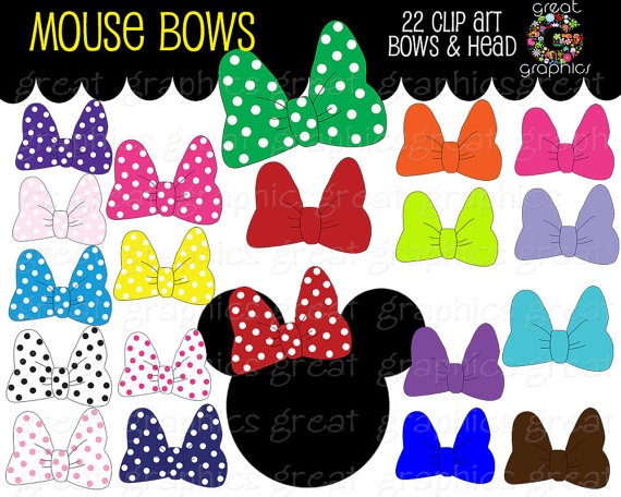Party Inspired Minnie Bow Clipart Instant Download Digital Clipart