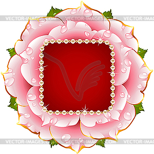 Pink Rose Circle Frame With Pearl Necklace   Vector Clipart