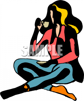 Relaxed Woman Drinking Tea Clipart Image   Foodclipart Com