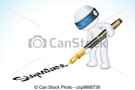 Signature Line Clipart 3d Man Making Signature With