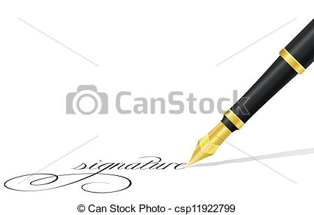 Signature Line Clipart Vector   Ink Pen And Signature