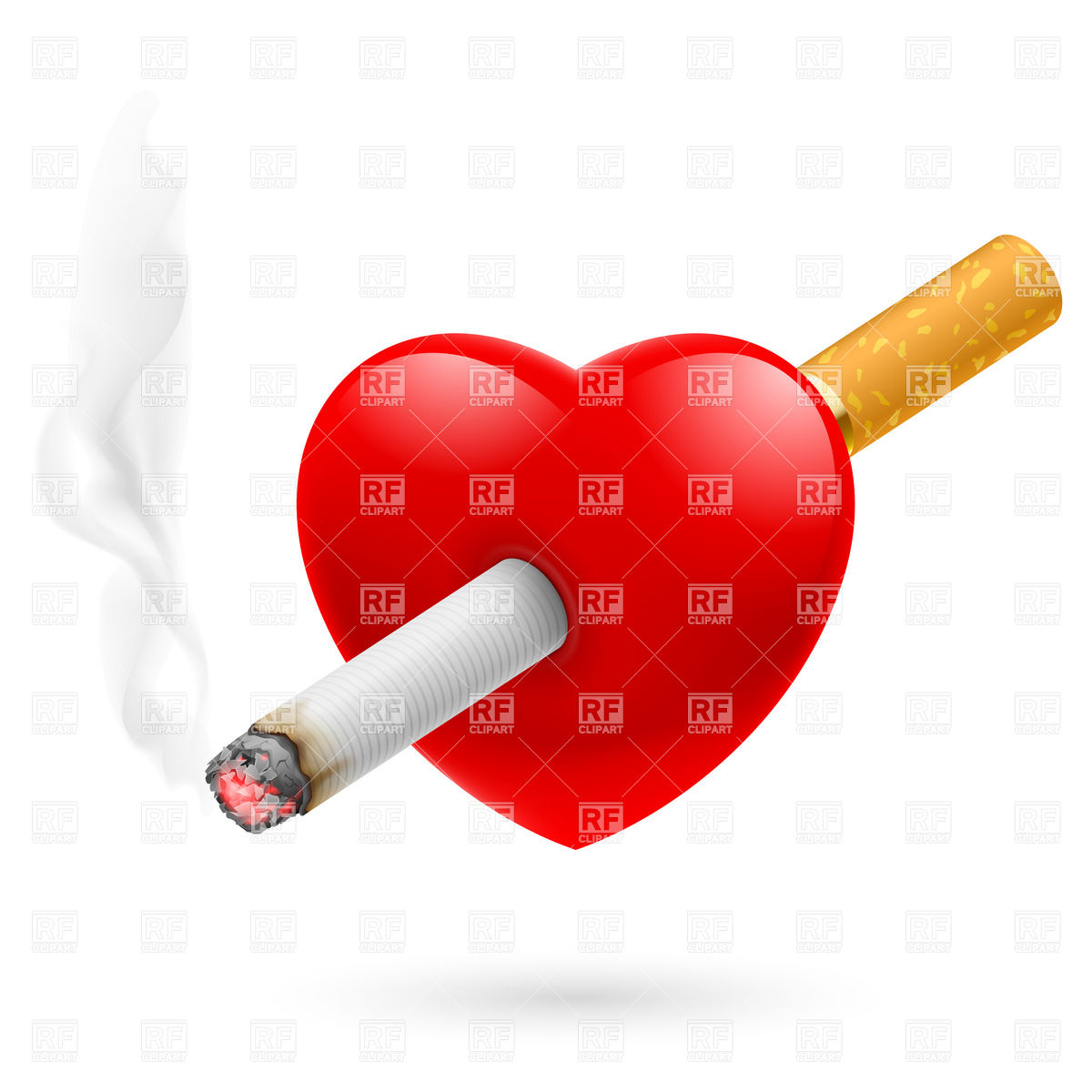 Smoking Kills   Heart Pierced Through By Cigarette Download Royalty