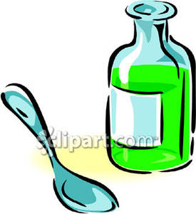 Spoon And A Bottle Of Medicine   Royalty Free Clipart Picture
