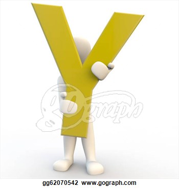 Stock Illustration   3d Human Character Holding Yellow Letter Y 3d