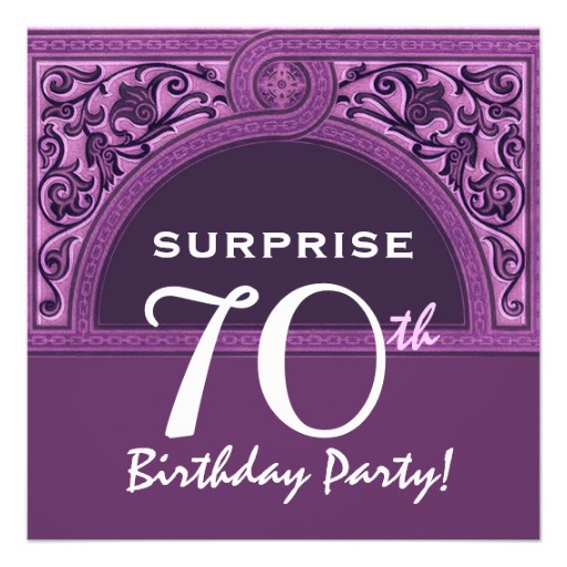 Surprise 70th Birthday Purple Arch H482 5 25x5 25 Square Paper