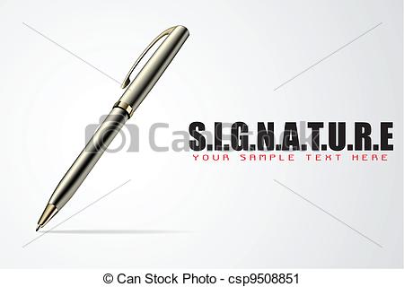 Vector Clip Art Of Pen On Signature Background   Illustration Of Pen