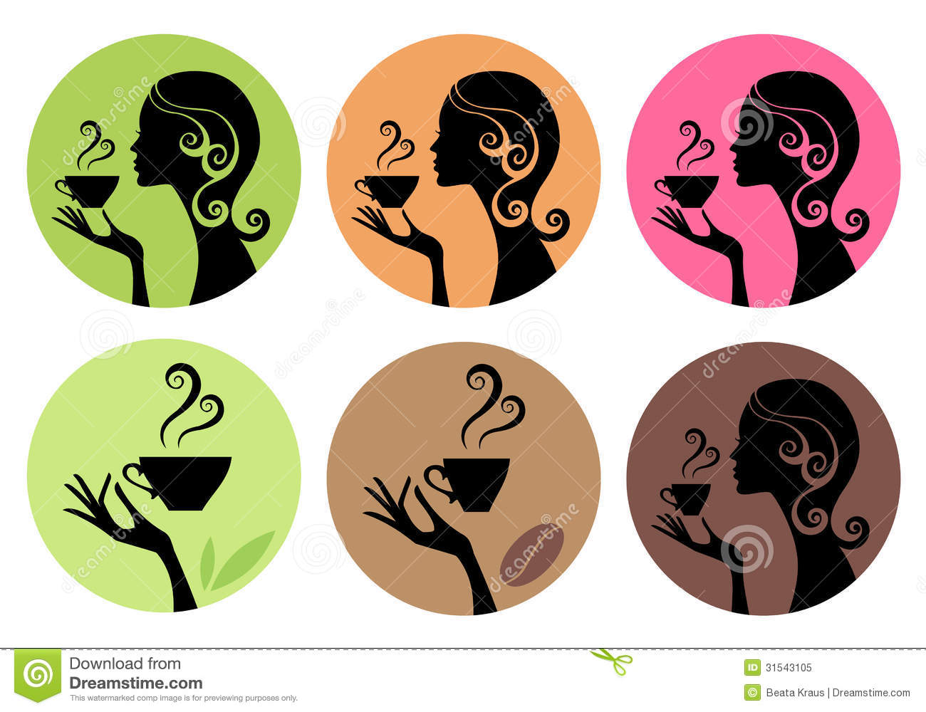 Woman Drinking Coffee And Tea Vector Royalty Free Stock Photo   Image