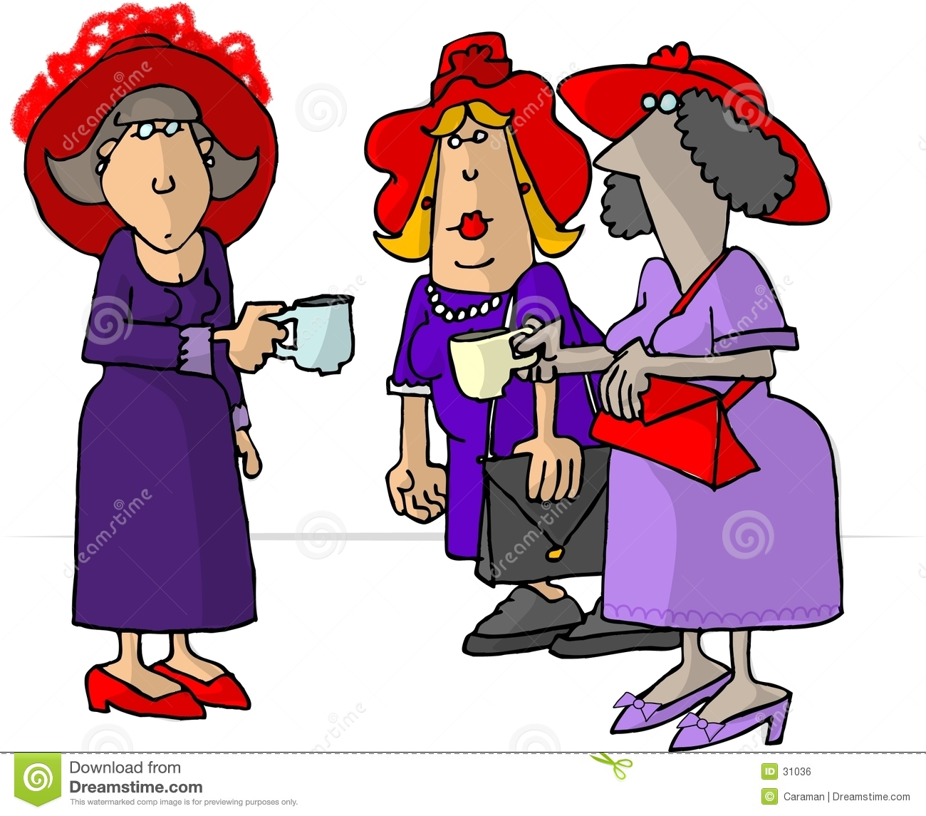 Women Drinking Tea Clipart Women In Red Hats Drinking Tea
