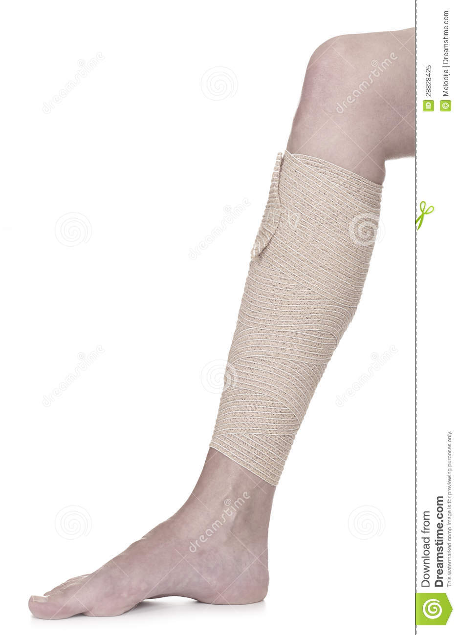 Bandaged Leg With Elastic Bandage Royalty Free Stock Photo   Image    