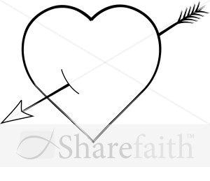 Brushstroke Heart With Arrow Shot Through   Valentines Day Clipart
