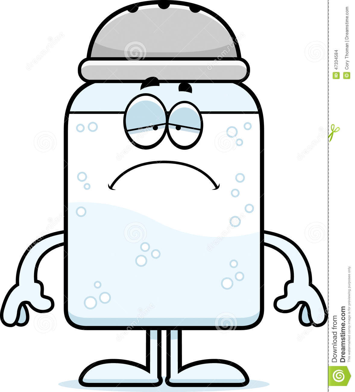 Cartoon Illustration Of A Salt Shaker Looking Sad