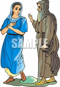 Cartoon Of A Biblical Couple Conversing   Royalty Free Clipart Picture