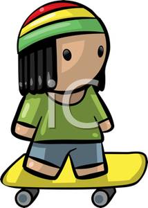     Cartoon Of A Girl Riding A Skateboard   Royalty Free Clipart Picture